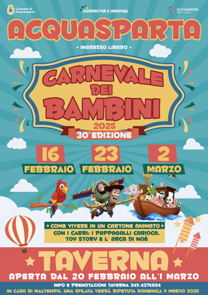 locandina carnavale dei bambini di acquasparta