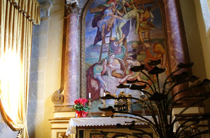 Detail of Arrigo Fiammingo's painting representing the Deposition from the Cross.