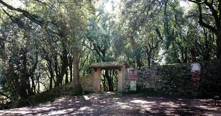 Entrance to the Sacred Wood of Monteluco di Spoleto and the ilex grove