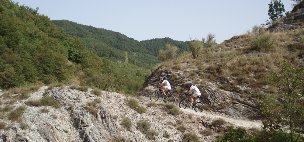 Mountain bike trail from Gubbio to mount Sant'Ubaldo