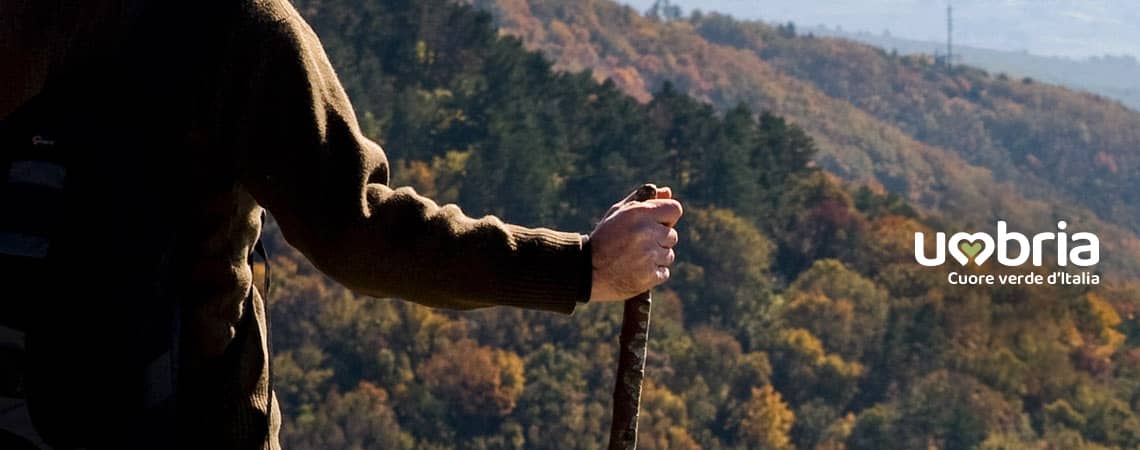 pilgrim in path on track francigena assisi